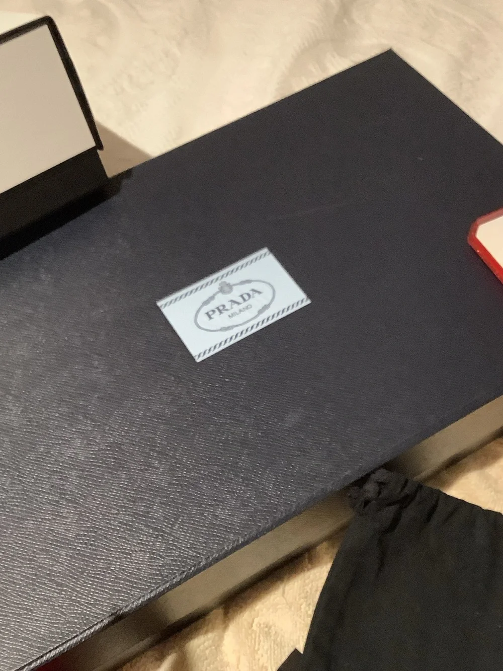 CHANEL Black Compact with Red Lipstick and White Gift Box